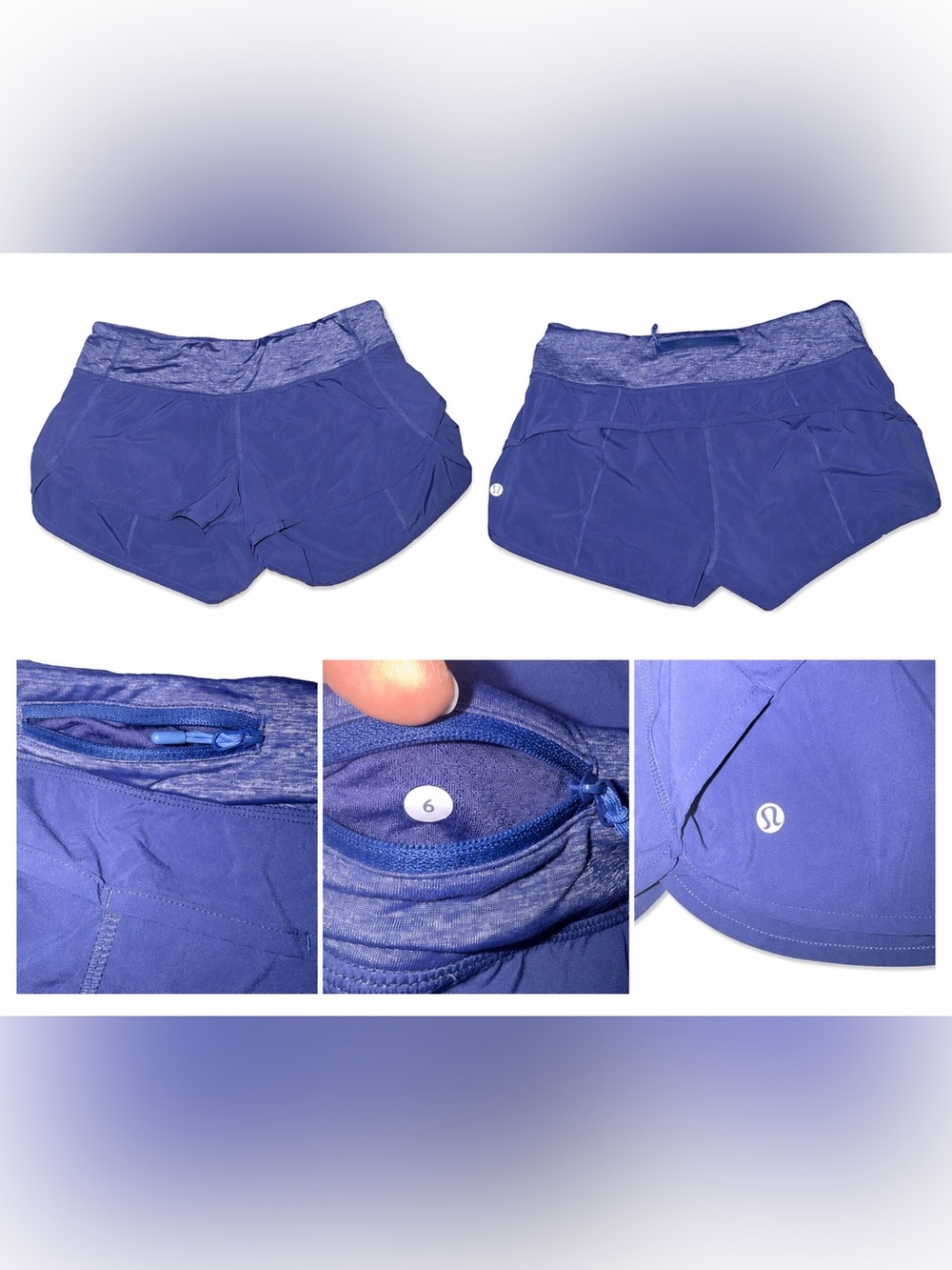 EUC Lululemon Speed Short Running Shorts Size 6 Periwinkle Purple